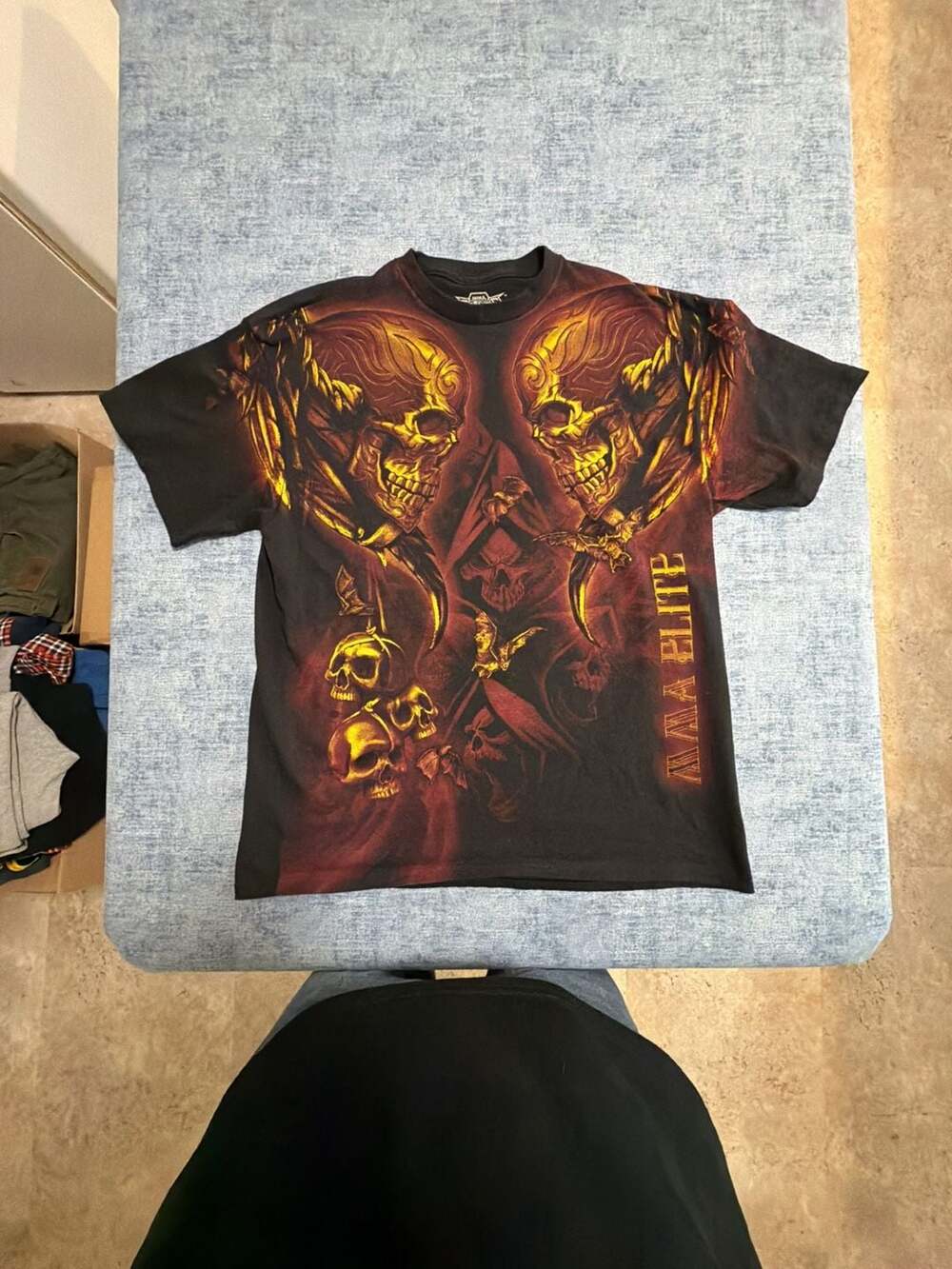 MMA Elite Skull Grim Reaper T-Shirt Size XL Black Graphic Y2K